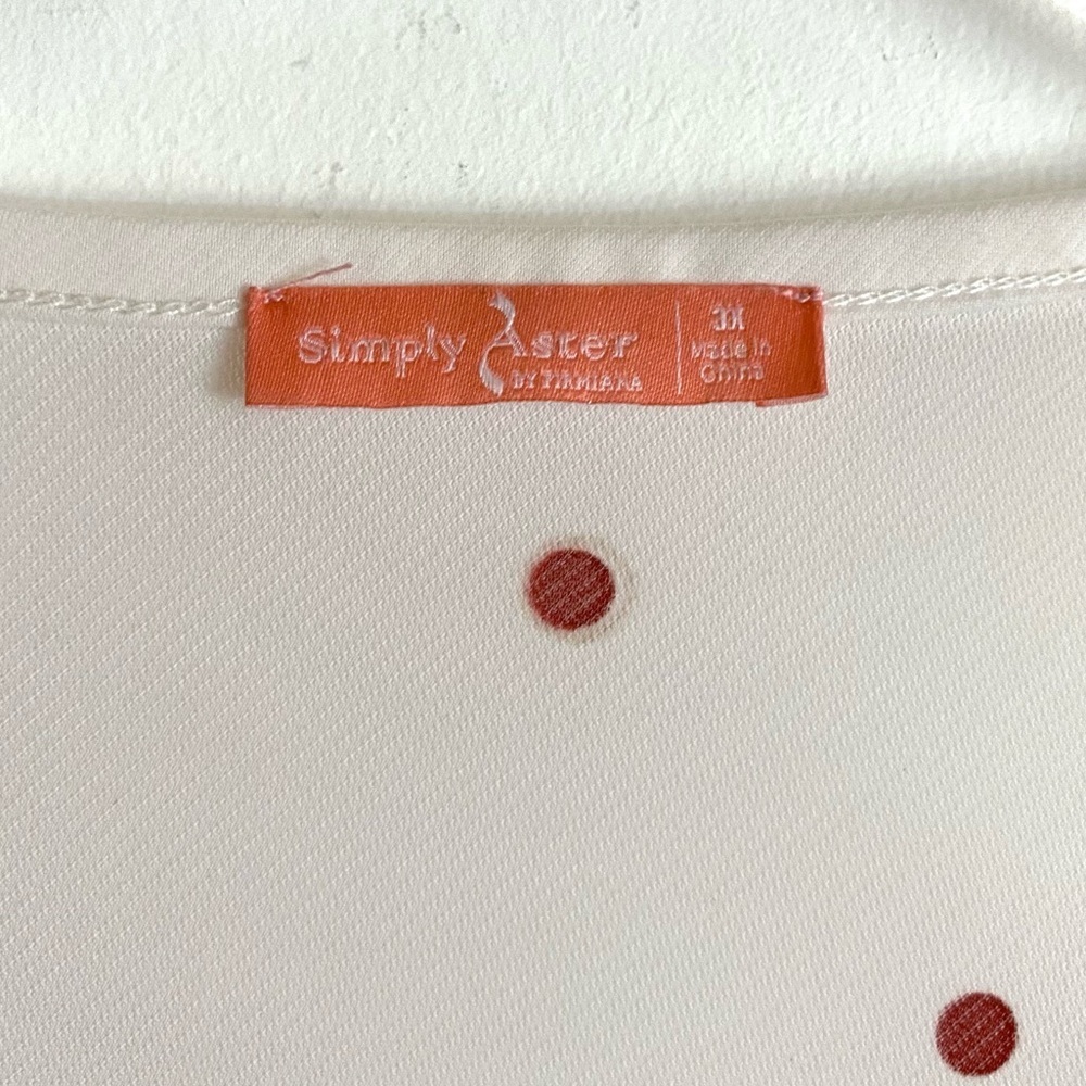 SIMPLY ASTER White Red & glitter Polka dot Floral Tunic Womens size 3X - Picture 7 of 9